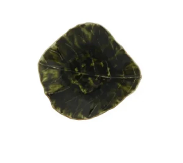 Assiette Feuille pour apéritif en grès vert par Christian TORTU – Image 4